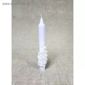 Свеча Коническая "Объёмные розы" сиреневая