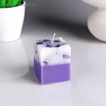 Свеча- куб с мозаикой "Лаванда" ароматическая, 56 см