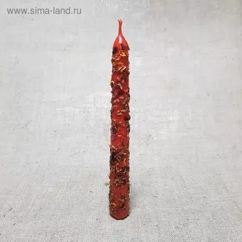 свеча магическая "Любовная магия" с травой, красная, 20см