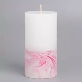 Свеча с бетоном, 5х10 см, бело-розовая