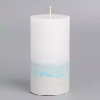 Свеча с бетоном, 5х10 см, бело-синяя
