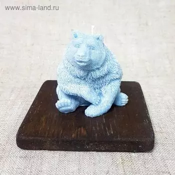 Свеча на деревянной подставке "Медведь Серый"