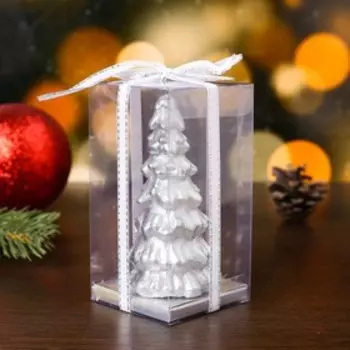 Свеча новогодняя «Ёлка», 105 см, серебро