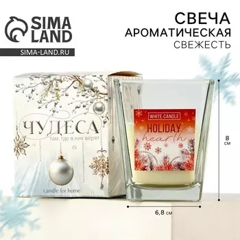 Ароматическаяв свеча новогодняя в стакане «Домашний очаг», свежесть, 6.88 см