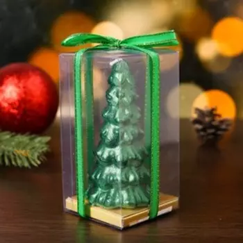 Свеча новогодняя «Ёлка», 105 см, зелёный металлик