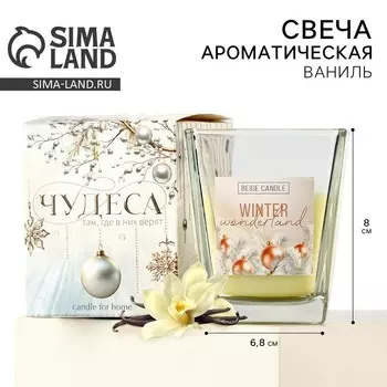 Ароматическаяв свеча в стакане «Новогоднее приключение», ваниль, 6.88 см