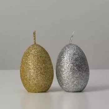 Свеча "Пасхальное яйцо" с блестками, 4.3х6,4 см, 58 гр., микс