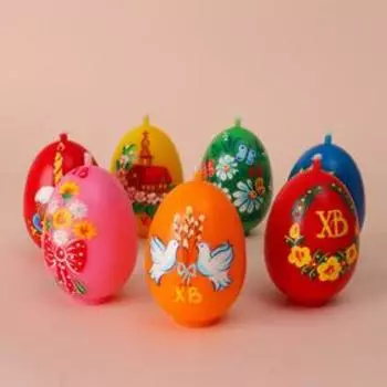 Свеча "Пасхальное яйцо с росписью", 4,1 х 6,5 см, 48 грамм, микс