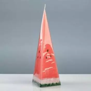 Свеча пирамида "Арбуз", 6,5×6,5×23 см, розовый