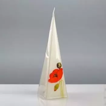 Свеча пирамида "Маки", 6,56,523 см, жемчужный белый