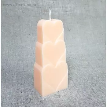 Свеча пирамида "Симфония сердец" 7,6х5х18,1 абрикосовая
