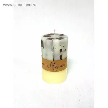 Свеча "Ручная работа" цилиндр Мозаика 60*100 сливочно-шоколадная