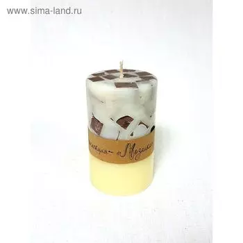 Свеча "Ручная работа" цилиндр Мозаика 70*110 сливочно-шоколадная