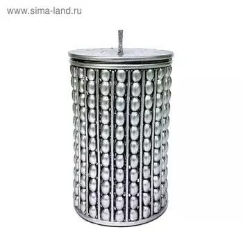 Свеча "Ручная работа" цилиндр "Жемчужный" 70*110 серебро