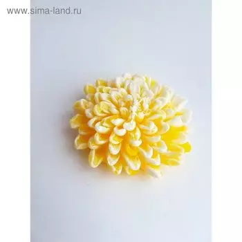 Свеча "Ручная работа" Хризантема желтая с белым 7*2,7
