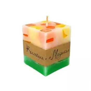 Свеча "Ручная работа" куб Мозаика 5х6 Цитрусовый микс