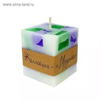 Свеча "Ручная работа" куб Мозаика 5х6 Лавандовая