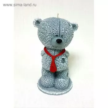 Свеча "Ручная работа" "Мишка в галстуке" 21,5*11,5см красный