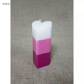 Свеча "Ручная работа" пирамида "Сердце" 68*150 полоска розовая