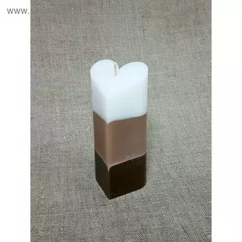 Свеча "Ручная работа" пирамида "Сердце" 68*150 полоска шоколадная