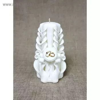 Свеча "Ручная работа" резная 15-17см "Флора" Свадебная белая