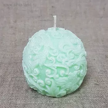 Свеча "Ручная работа" "Шар с узором" 7см мятный