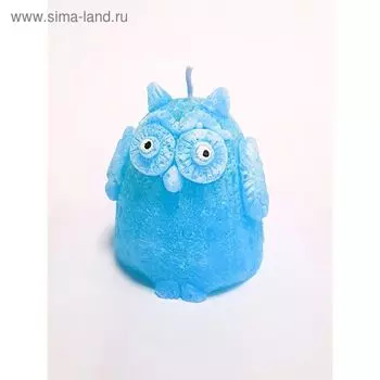 Свеча "Ручная работа" "Сова" 8,5 см. голубая с белым