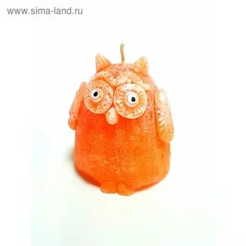 Свеча "Ручная работа" "Сова" 8,5 см. оранжевая с белым