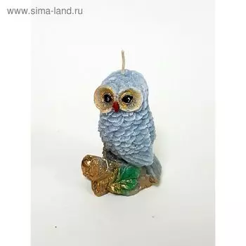 Свеча "Ручная работа" "Сова на ветке" 8*5,5см серая