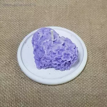 Свеча "Сердце Сирень" на подставке 9,5х4