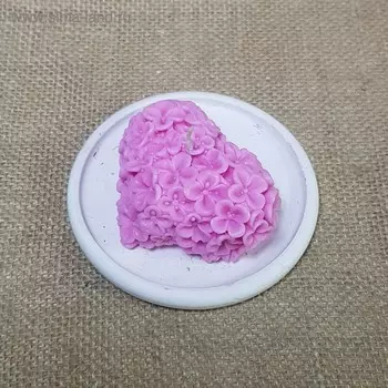 Свеча "Сердце Сирень розовая" на подставке 9,5х4