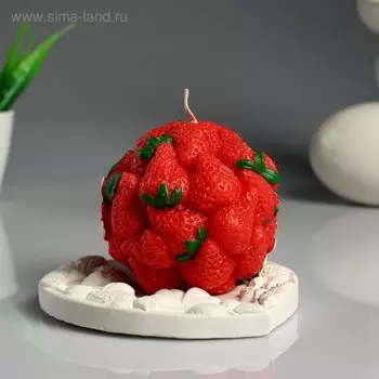 Свеча- шар "Клубника" ароматичекая, на подставке