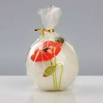 Свеча шар "Маки", 8 см, белый жемчуг