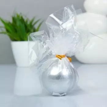 Свеча шар, плёнка, серебряная, D=6см