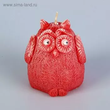 Свеча "Сова" 8,5 см. красная с белым