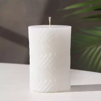 Свеча-столбик "Рельеф", 7х10 см, белый, 8 ч