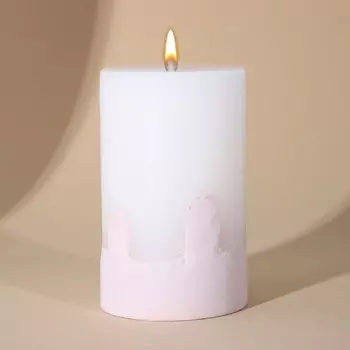 Свеча столбик с бетоном "Серебряная волна", 6 х 10 см