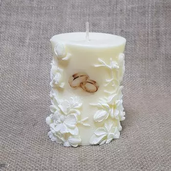 Свеча Свадебная "Цветочная феерия м" шампань 8,5х10