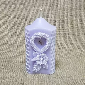 Свеча Свадебная "Камея"сиреневая 6х11