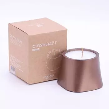 Свеча в подсвечнике из гипса гладкая Sima Home «Трапеция», 86 см, серо-коричневый