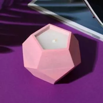 Свеча в подсвечнике (ручная работа) «Розовый», 12 х 8,5 см