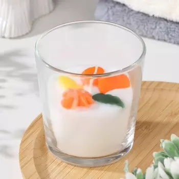 Свеча в стакане "Мандарин", с декором