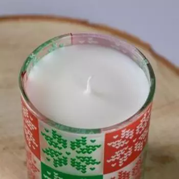 Свеча в стакане новогодняя "Скандинавские узоры. Снежинки", 7,8х7 см, 27 ч, 265 г