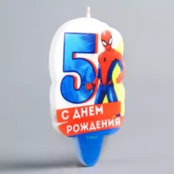Свеча в торт 5 "С Днем Рождения", Человек-паук