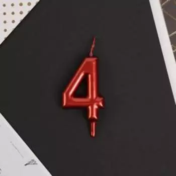 Свеча-цифра в торт «4», красная