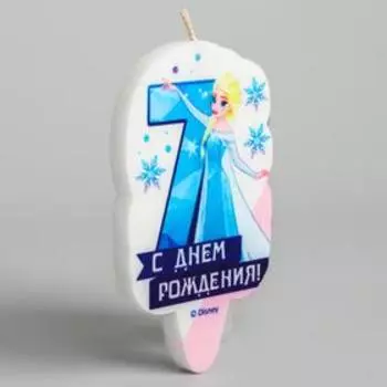 Свеча в торт цифра Дисней 7 "С Днем Рождения", Холодное сердце