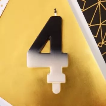 Свеча в торт, цвет черно-белый, "4"