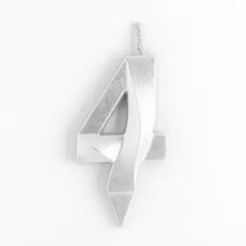 Свеча в торт «Цифра 4», серебряная, 6.5 см