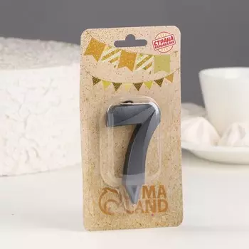 Свеча в торт "Грань" ,цифра 7 , графит, 6,5 см