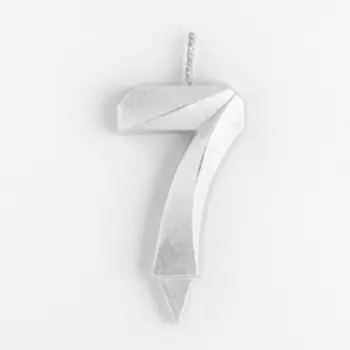 Свеча в торт «Цифра 7», серебряная, 6.5 см